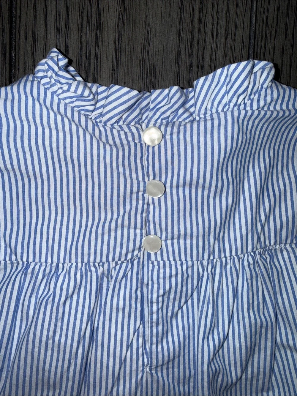 Janie and Jack Sky Blue Striped Ruffle Top Size 12-18 Months
